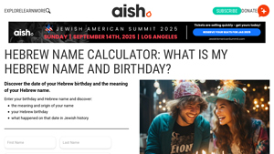 Screenshot of What Is My Hebrew Name and Birthday? - Aish.com