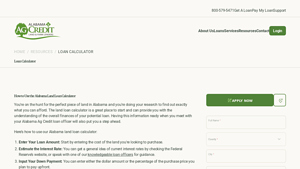 Screenshot of Land Loan Calculator - Alabama Ag Credit