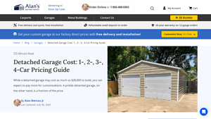 Screenshot of Detached Garage Cost: 1-, 2-, 3-, 4-Car Pricing Guide