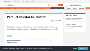 Screenshot of Parallel Resistor Calculator - Engineering Calculators & Tools