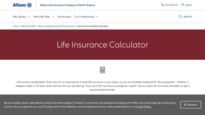 Screenshot of Life Insurance Needs Calculator - Allianz Life