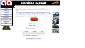 Screenshot of American Asphalt Paving Co - Calculator