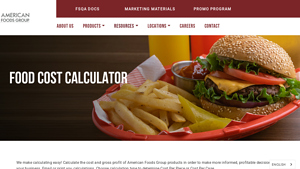 Screenshot of Food Cost Calculator - American Foods Group