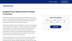 Screenshot of Eyeglass Prescription Positive Cylinder Conversion - America's Best