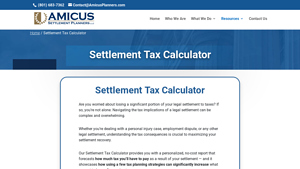 Screenshot of Settlement Tax Calculator
