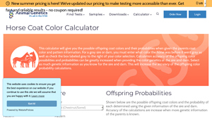 Screenshot of Horse Coat Color Calculator - Animal Genetics