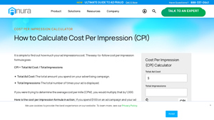 Screenshot of Cost Per Impression (CPI) Calculator - Anura