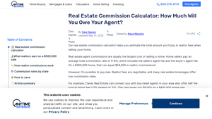 Screenshot of Realtor Commission Calculator: What You'll Owe on a $500,000 Sale