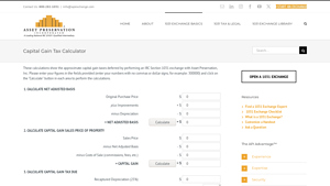 Screenshot of Capital Gain Tax Calculator - Asset Preservation, Inc.