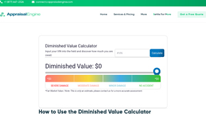 Screenshot of Diminished Value Calculator - Appraisal Engine Inc