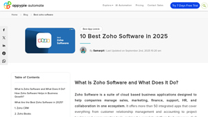 Screenshot of 10 Best Zoho Software in 2025 - Appy Pie Automate