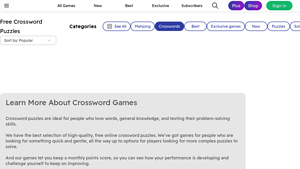 Screenshot of Crossword Puzzles Online - Play for Free at Arkadium