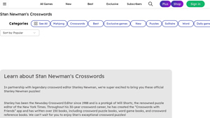 Screenshot of Play Stanley Newman's Official Cross Puzzles for Free - Arkadium