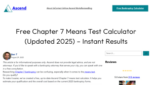 Screenshot of Free Chapter 7 Means Test Calculator (Updated 2025) - Ascend