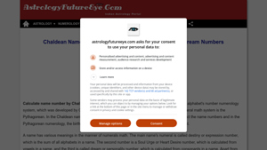 Screenshot of Name Numerology Calculator - Chaldean Name Number Predictions
