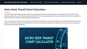 Screenshot of Astro Seek Transit Chart Calculator - Your Personal Transits