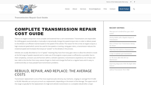 Screenshot of Transmission Repair Cost Guide