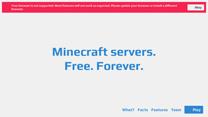 Screenshot of Aternos | Minecraft servers. Free. Forever.