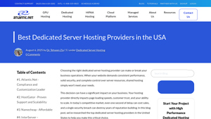 Screenshot of Best Dedicated Server Hosting Providers in the USA - Atlantic.Net