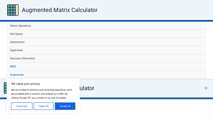 Screenshot of Augmented Matrix Calculator | Solve Systems Step-by-Step