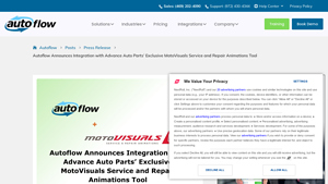 Screenshot of Autoflow Announces Integration with Advance Auto Parts' Exclusive ...