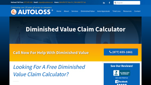 Screenshot of Diminished Value Claim Calculator | Autoloss