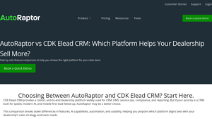 Screenshot of AutoRaptor vs CDK Elead CRM - Feature Comparison for Dealerships