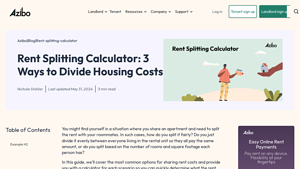 Screenshot of Rent Splitting Calculator: 3 Ways to Divide Housing Costs - Azibo