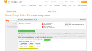 Screenshot of NameCheap Stellar Plus - b2evolution