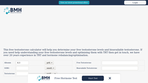 Screenshot of Free Testosterone Calculator - Balance My Hormones