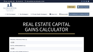 Screenshot of Real Estate Capital Gains Calculator - Bangerter Financial Strategies