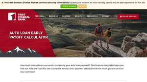 Screenshot of Auto Loan Early Payoff Calculator | First Federal Bank | Idaho