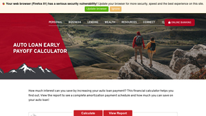 Screenshot of Auto Loan Early Payoff Calculator | First Federal Bank | Idaho