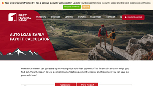 Screenshot of Auto Loan Early Payoff Calculator | First Federal Bank | Idaho
