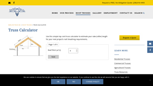 Screenshot of Truss Calculator - Barlow Truss Inc.