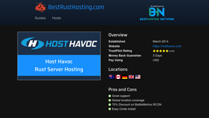 Screenshot of Host Havoc Rust Server Hosting Information and Reviews