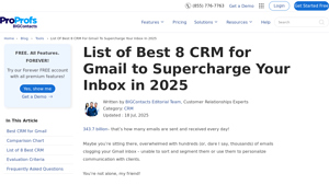 Screenshot of List of Best 8 CRM for Gmail to Supercharge Your Inbox in 2025