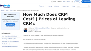 Screenshot of Pricing Comparison of the 10 Best CRM Tools - BIGContacts