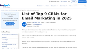 Screenshot of List of Top 9 CRMs for Email Marketing in 2025 - BIGContacts