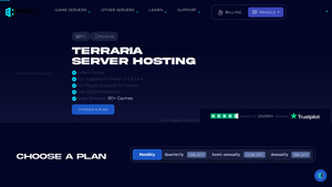 Screenshot of Terraria Server Hosting | 24/7 Support - BisectHosting