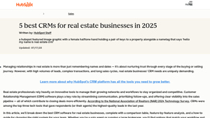 Screenshot of 5 best CRMs for real estate businesses in 2025 - HubSpot Blog
