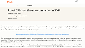 Screenshot of 5 best CRMs for finance companies in 2025 - HubSpot Blog