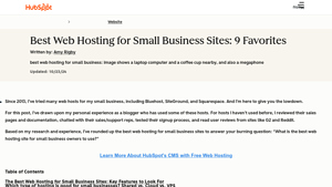 Screenshot of Best Web Hosting for Small Business Sites: 9 Favorites - HubSpot Blog