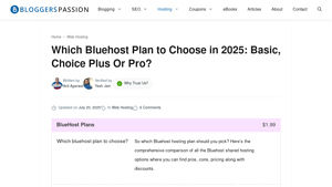 Screenshot of Which Bluehost Plan to Choose in 2025: Basic, Choice Plus Or Pro?