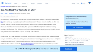 Screenshot of Can You Host Your Website on Wix? - Bluehost