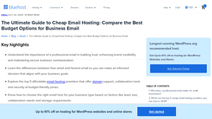 Screenshot of The Ultimate Guide to Cheap Email Hosting - Bluehost