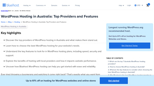 Screenshot of WordPress Hosting in Australia: Top Providers and Features