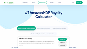 Screenshot of Free KDP Royalty Calculator - BookBeam