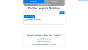Screenshot of Boolean Algebra Solver - Boolean Expression Calculator