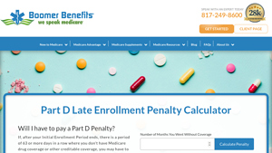 Screenshot of Part D Late Enrollment Penalty Calculator - Boomer Benefits